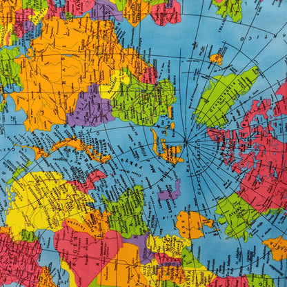 World Map Globe Print Cotton Fabric 0.3 Metres