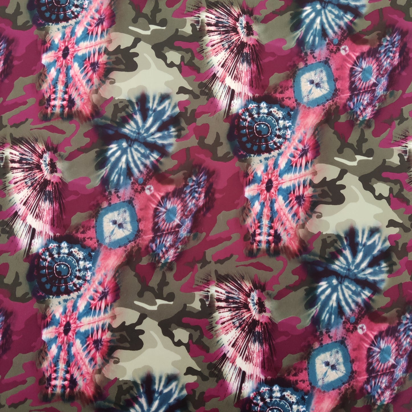 Camouflage Tie Dye Scuba Stretch Fabric Lightweight Material