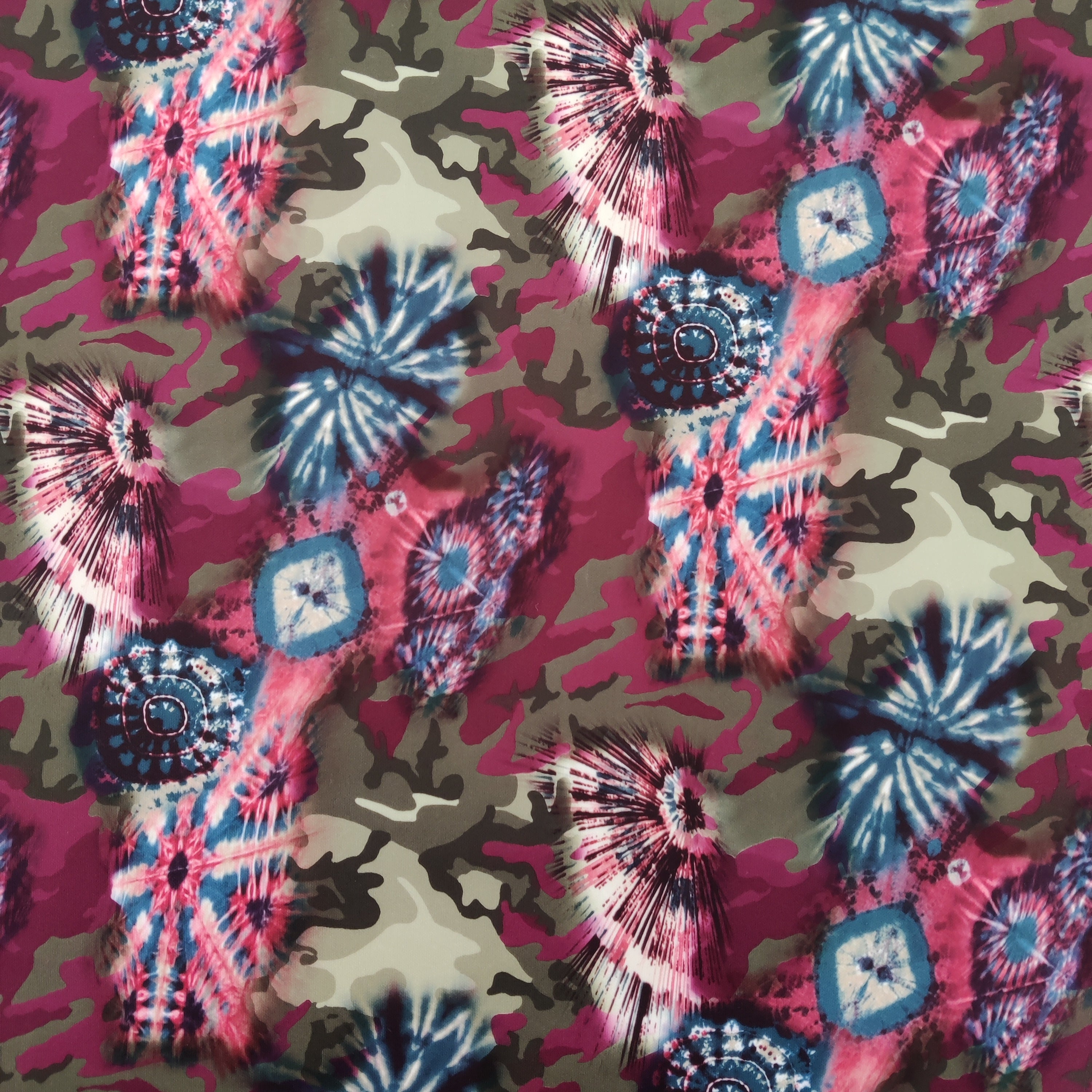 Camouflage Tie Dye Scuba Stretch Fabric Lightweight Material