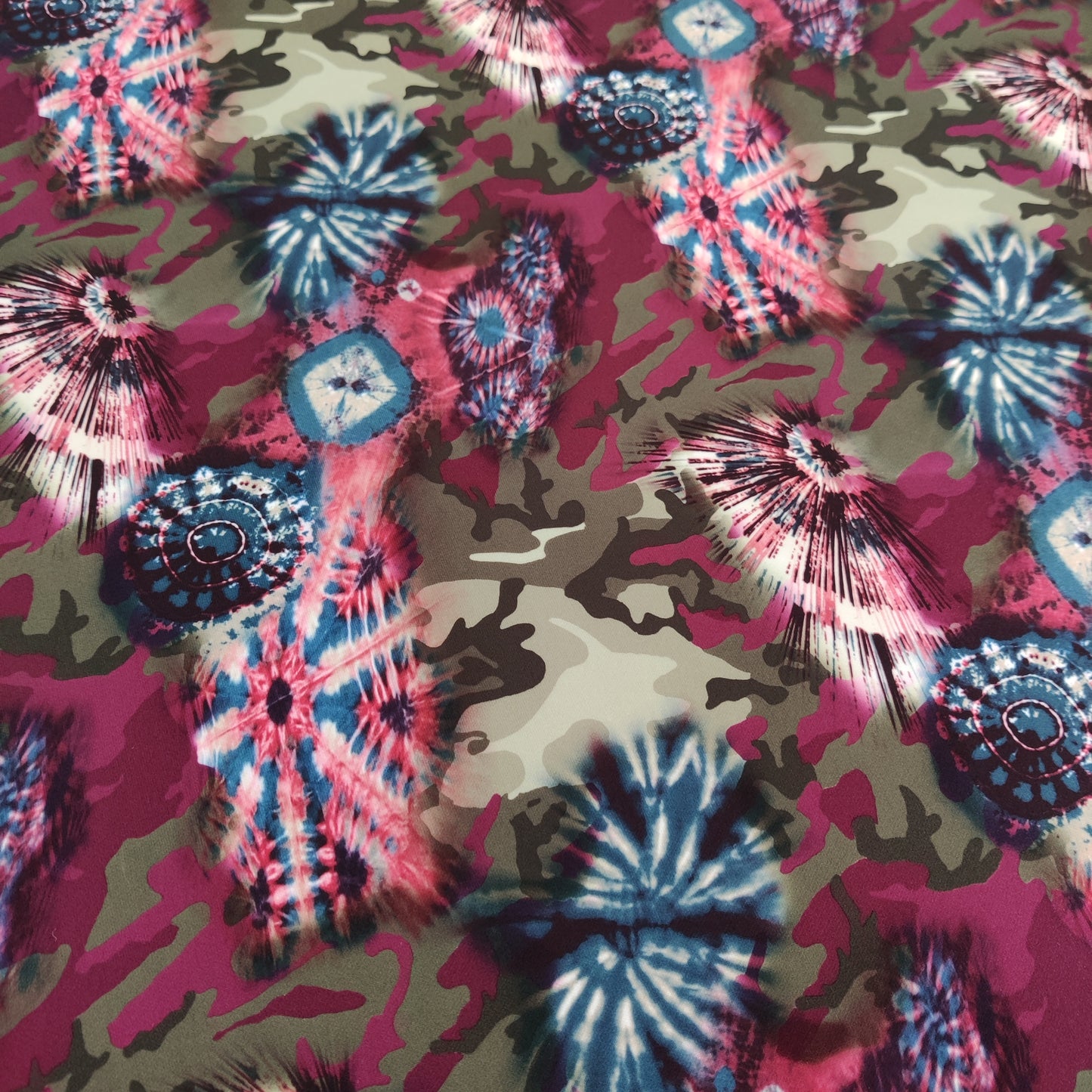 Camouflage Tie Dye Scuba Stretch Fabric Lightweight Material