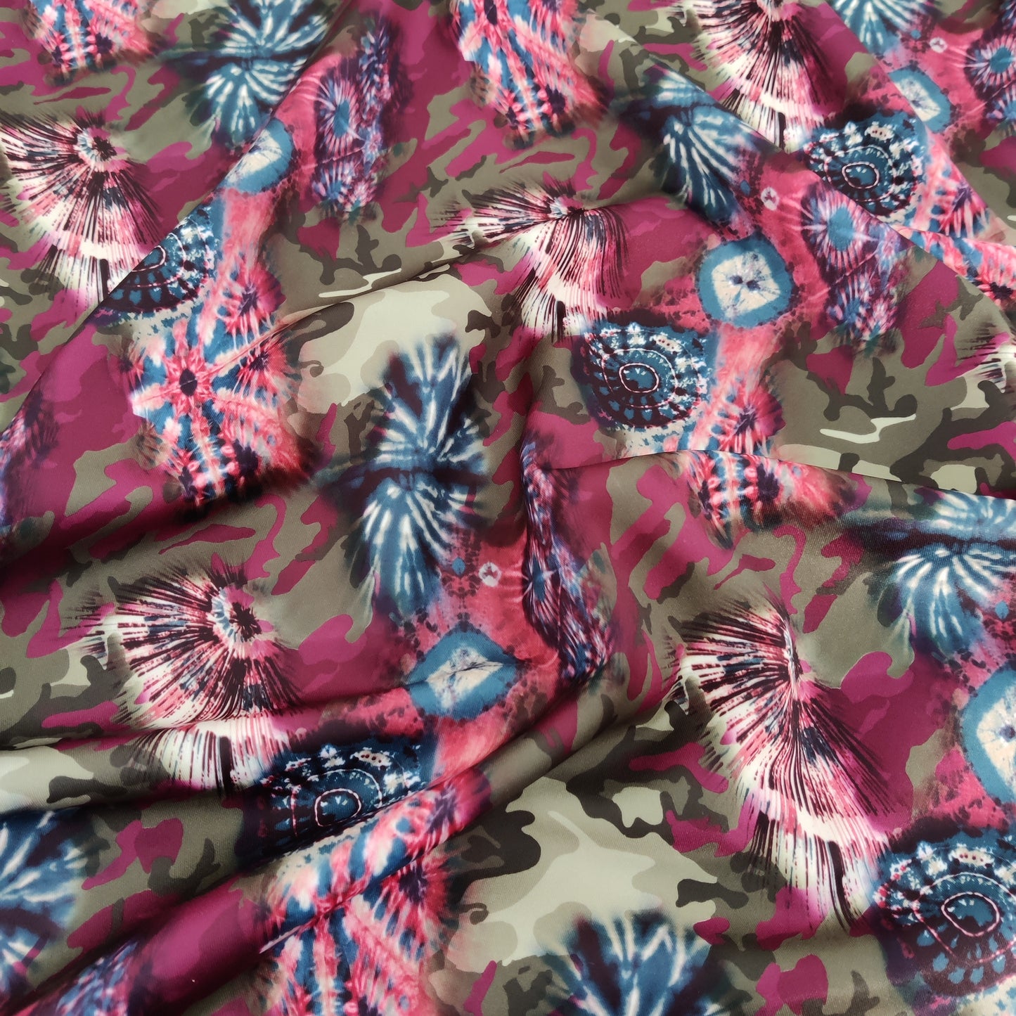 Camouflage Tie Dye Scuba Stretch Fabric Lightweight Material