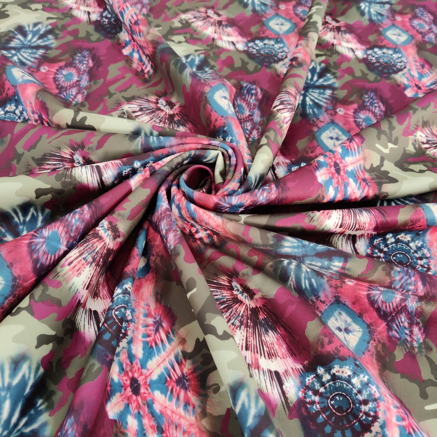 Camouflage Tie Dye Scuba Stretch Fabric Lightweight Material