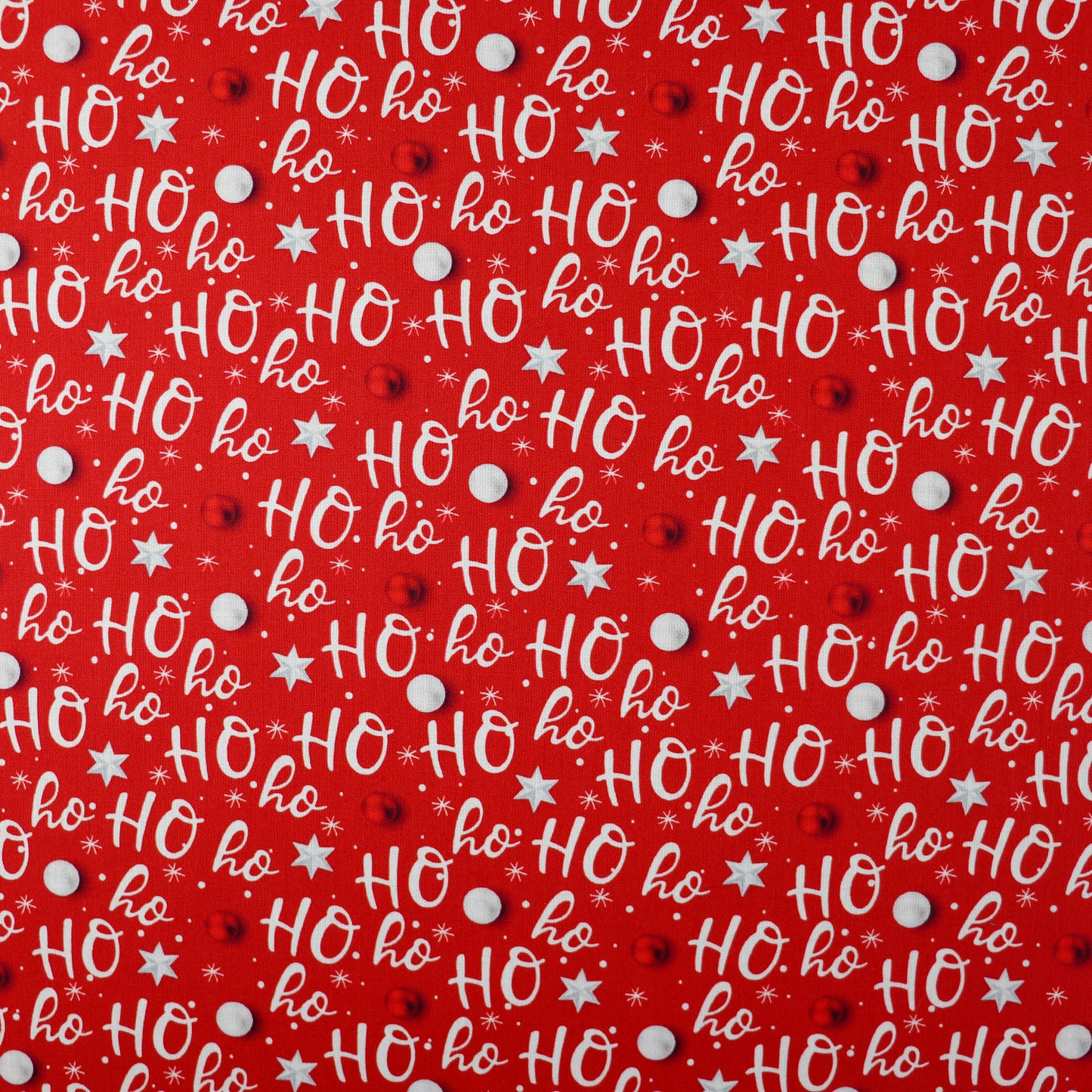 FS1069 Christmas Ho Ho Ho Cotton Fabric Red