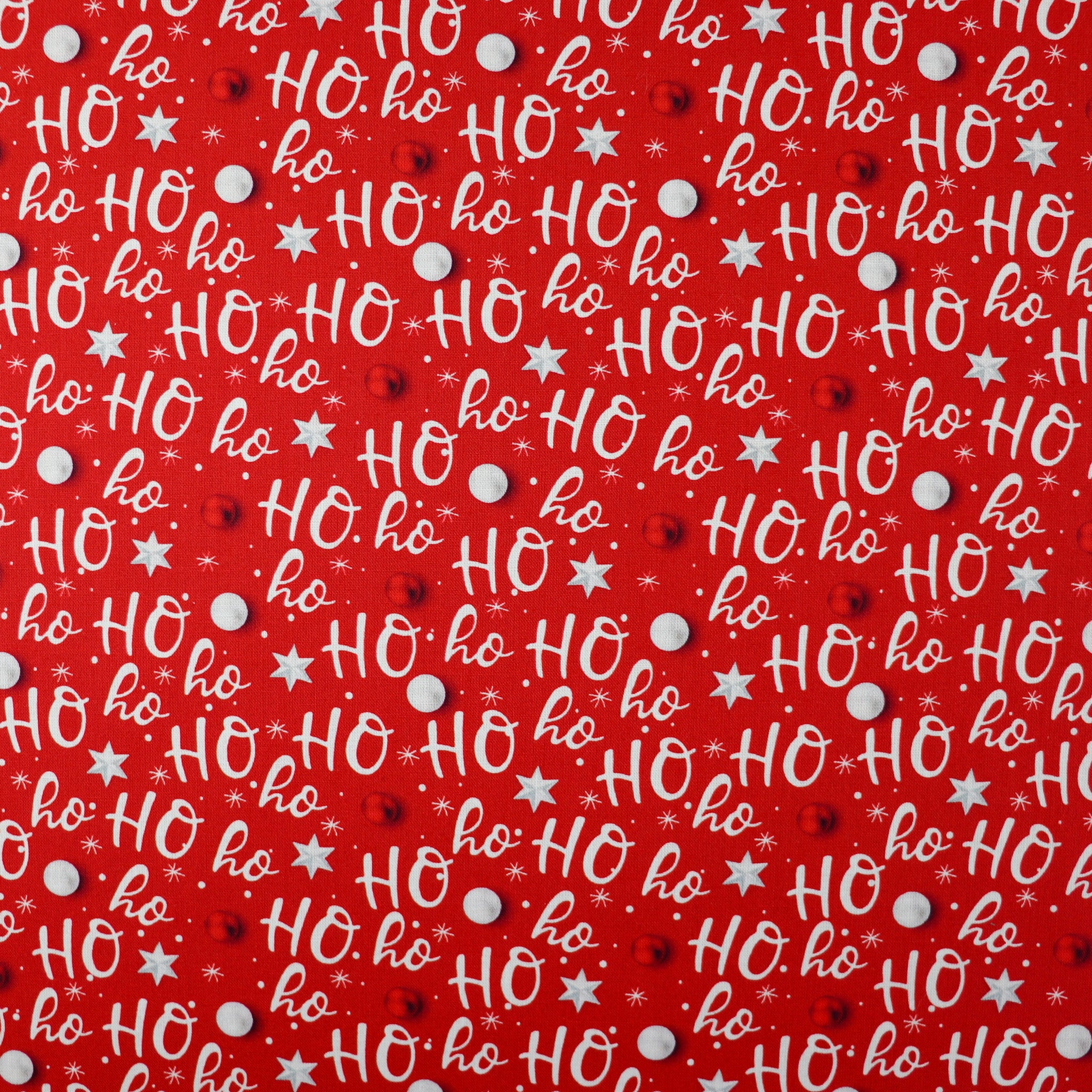 FS1069 Christmas Ho Ho Ho Cotton Fabric Red