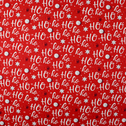 FS1069 Christmas Ho Ho Ho Cotton Fabric Red