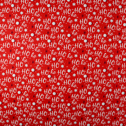 FS1069 Christmas Ho Ho Ho Cotton Fabric Red