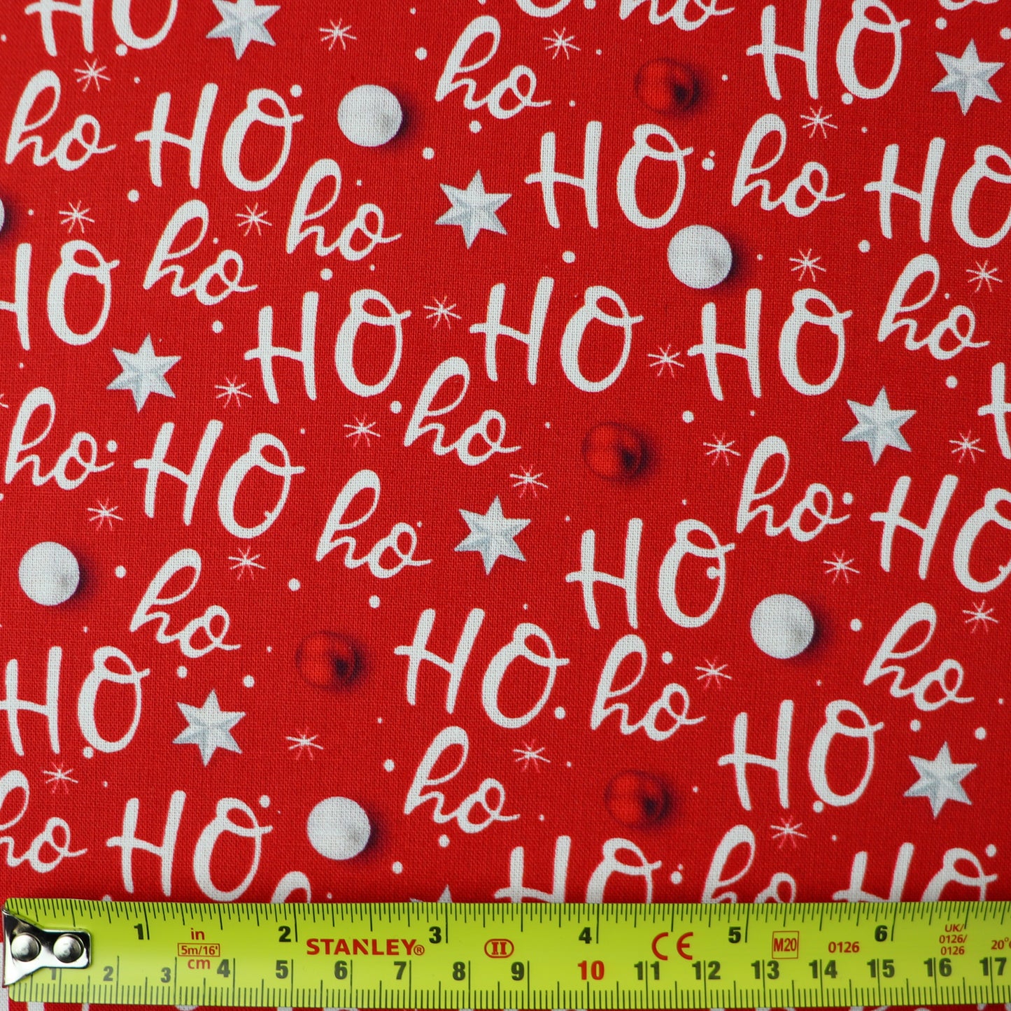 FS1069 Christmas Ho Ho Ho Cotton Fabric Red