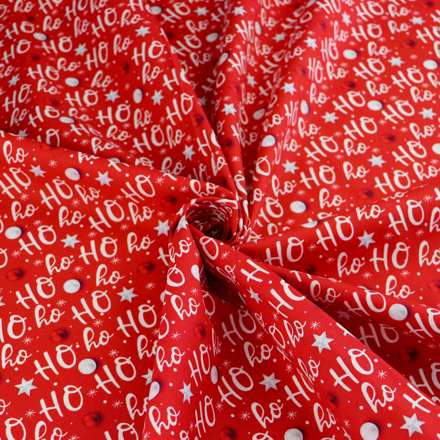 FS1069 Christmas Ho Ho Ho Cotton Fabric Red