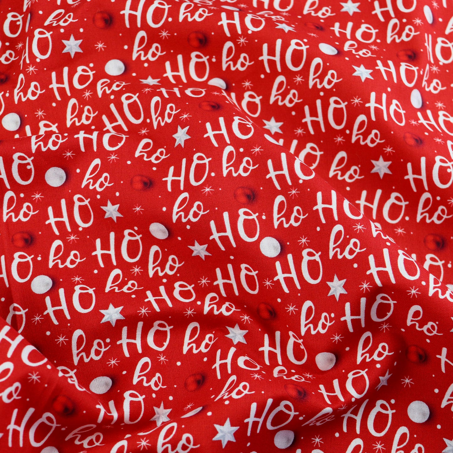 FS1069 Christmas Ho Ho Ho Cotton Fabric Red