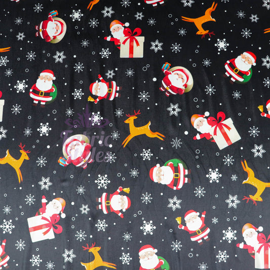 Santa Reindeer Christmas Velvet Fabric