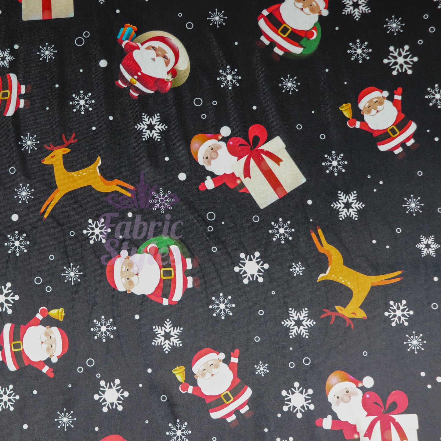 Santa Reindeer Christmas Velvet Fabric