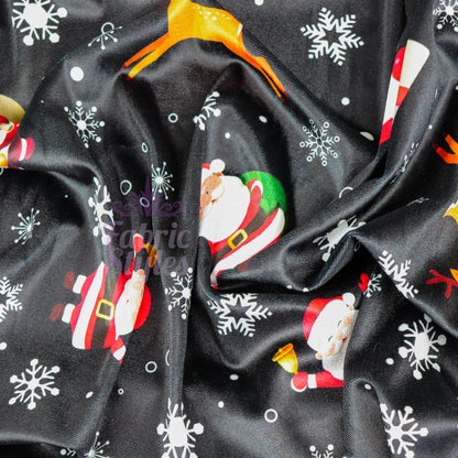 Santa Reindeer Christmas Velvet Fabric