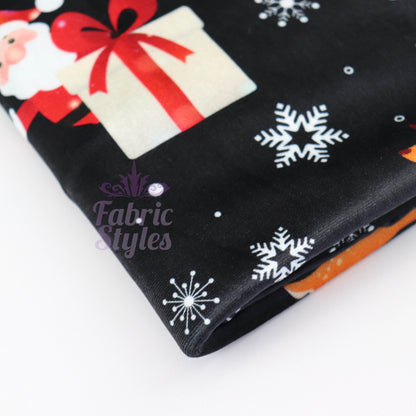 Santa Reindeer Christmas Velvet Fabric