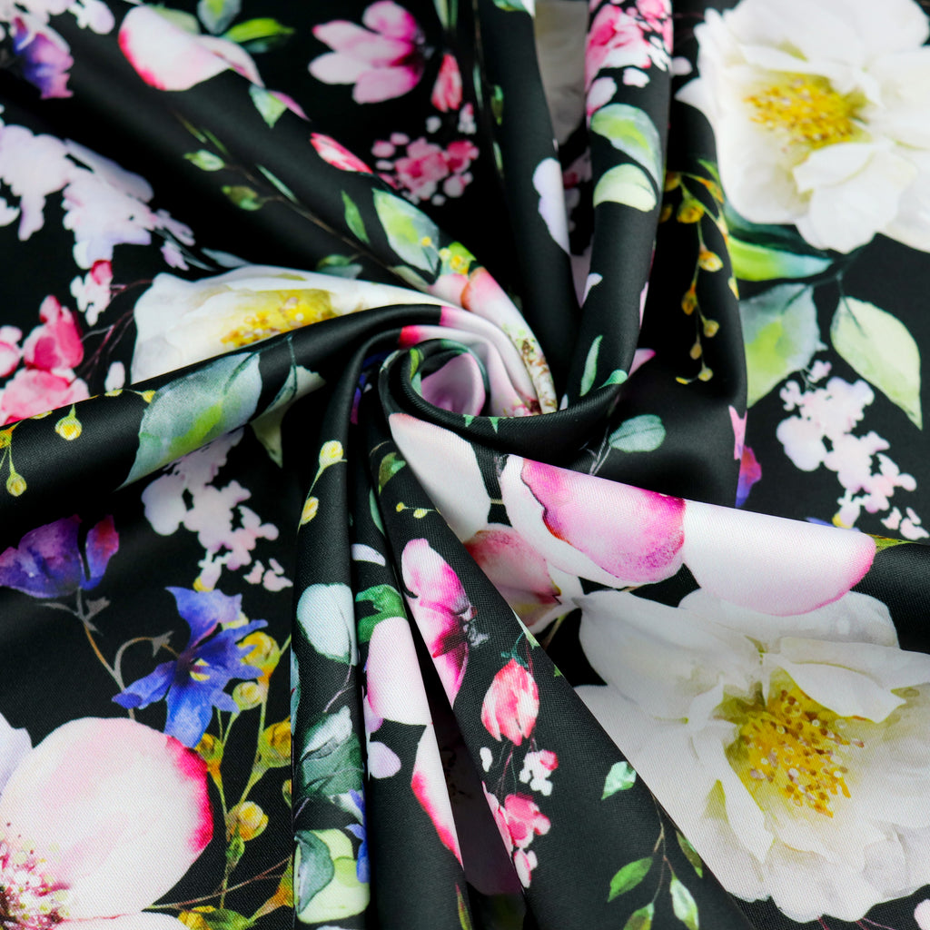 FS1089 Floral Petunia Scuba Stretch Fabric