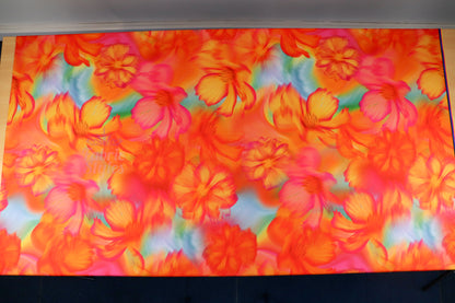 Bright Orange Floral Scuba Crepe Fabric