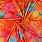 Bright Orange Floral Scuba Crepe Fabric