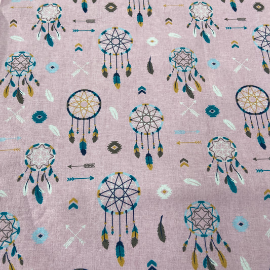 Pink Dreamcatcher Totem Cotton Fabric 0.85 Metres