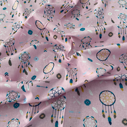 Pink Dreamcatcher Totem Cotton Fabric 0.85 Metres