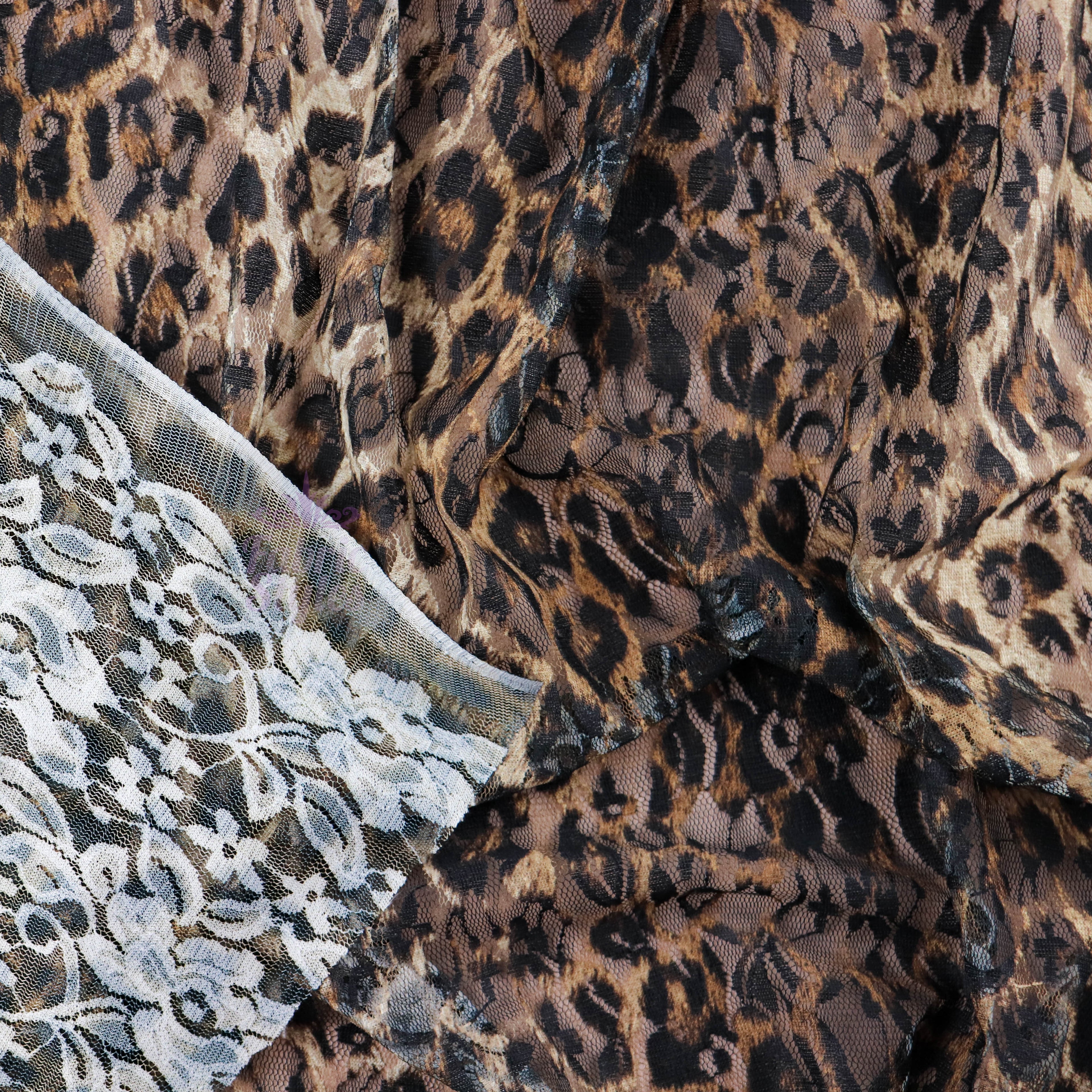 Leopard Print Lace Fabric