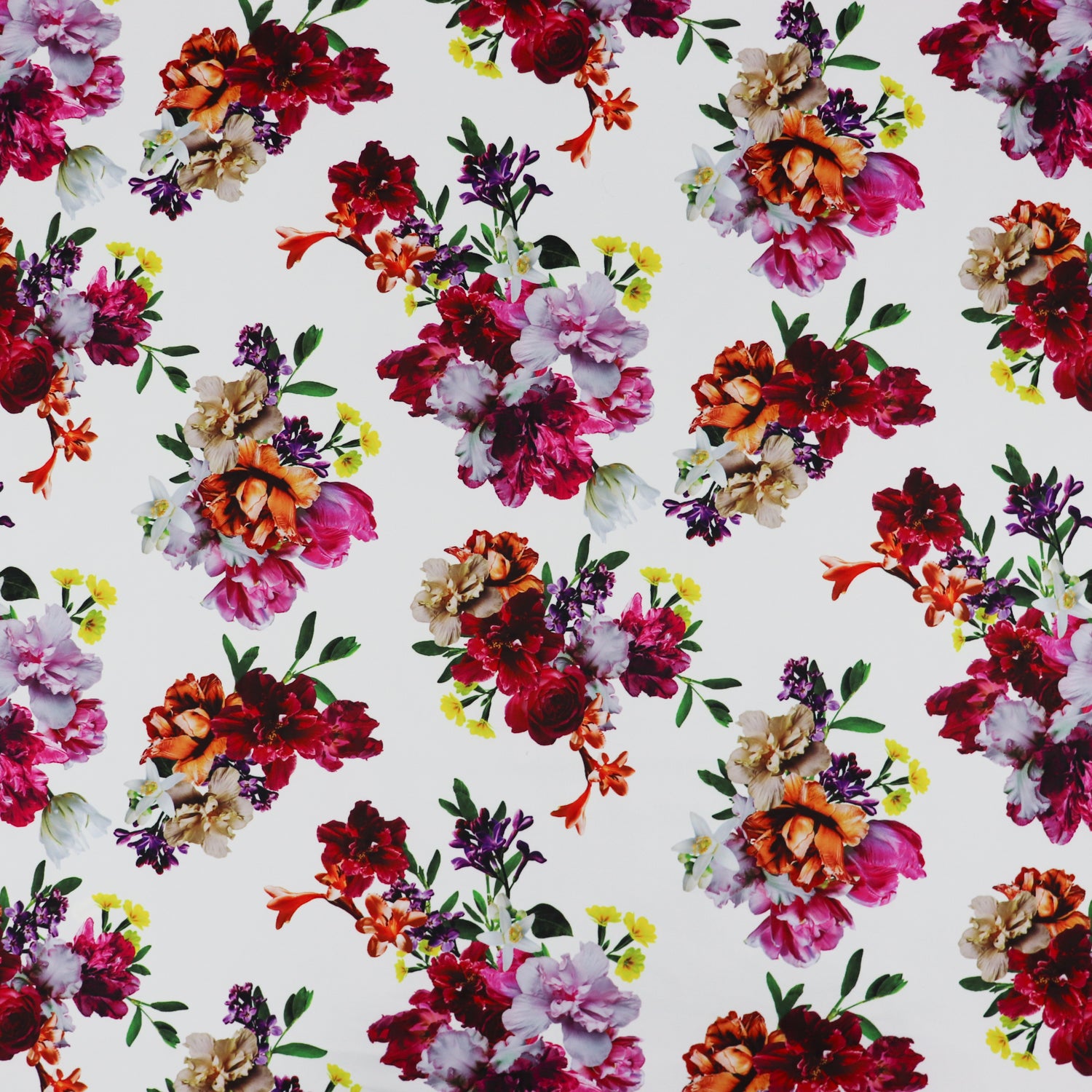 Floral Bouquet Print Scuba Stretch Knit Fabric