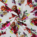 Floral Bouquet Print Scuba Stretch Knit Fabric