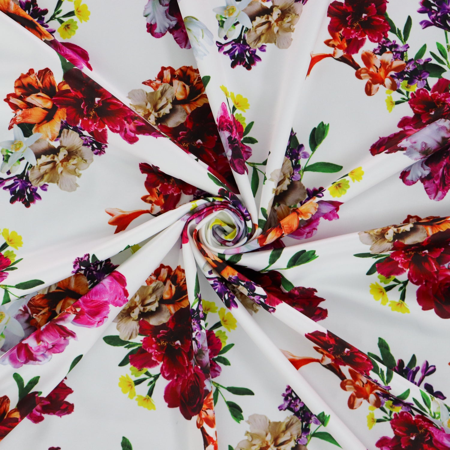 Floral Bouquet Print Scuba Stretch Knit Fabric