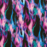 FS1212 Fusion Flames Tie Dye Print Scuba Stretch Knit Fabric | Fabric | Black, Blue, Colourful, drape, Fabric, fashion fabric, flames, New, Nude, paint, paint strokes, Purple, Scuba, sewing, Stretchy, tie dye | Fabric Styles