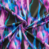 FS1212 Fusion Flames Tie Dye Print Scuba Stretch Knit Fabric | Fabric | Black, Blue, Colourful, drape, Fabric, fashion fabric, flames, New, Nude, paint, paint strokes, Purple, Scuba, sewing, Stretchy, tie dye | Fabric Styles