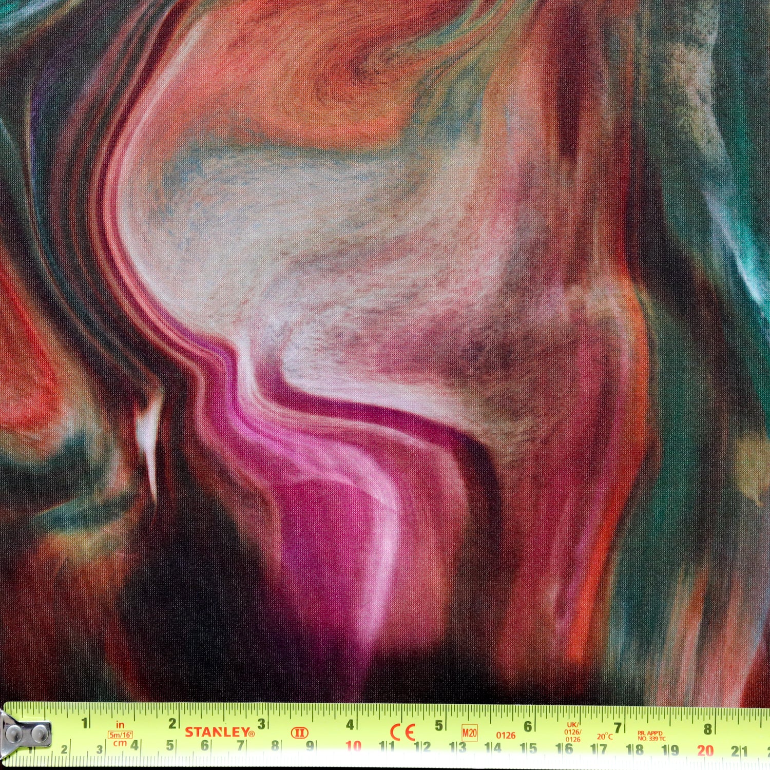 FS1215 Dynamic Swirl Tie Dye Print Scuba Stretch Knit Fabric | Fabric | Black, Blue, Brown, Colourful, drape, Fabric, fashion fabric, Green, Marble, Marble Effect, New, Nude, Orange, paint, paint strokes, Purple, Scuba, sewing, Stretchy, Swirl, Teal, tie dye | Fabric Styles