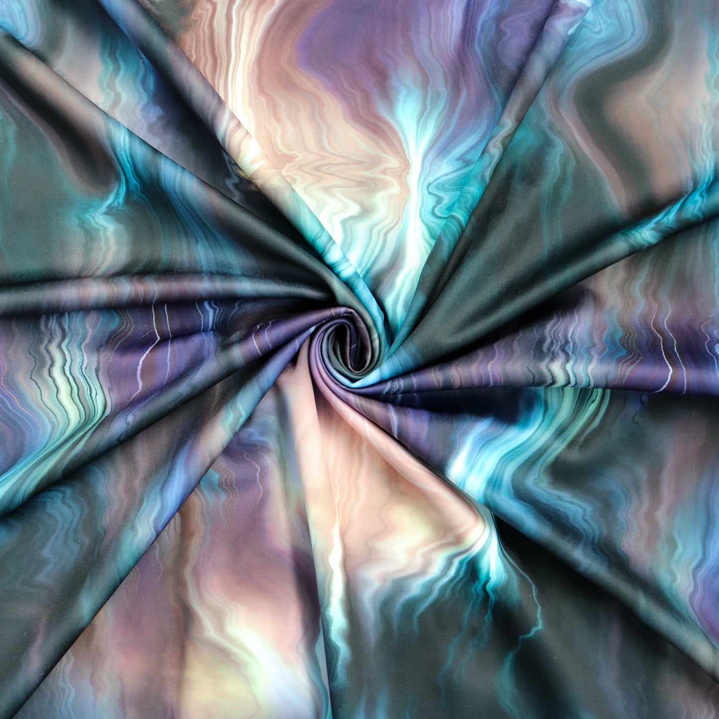 FS1214 Elegant Tie Dye Print Scuba Stretch Knit Fabric | Fabric | Black, Blue, Colourful, drape, Fabric, fashion fabric, Green, Marble, Marble Effect, New, Nude, Orange, paint, paint strokes, Purple, Scuba, sewing, Stretchy, Swirl, Teal, tie dye | Fabric Styles
