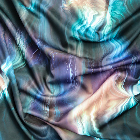 FS1214 Elegant Tie Dye Print Scuba Stretch Knit Fabric | Fabric | Black, Blue, Colourful, drape, Fabric, fashion fabric, Green, Marble, Marble Effect, New, Nude, Orange, paint, paint strokes, Purple, Scuba, sewing, Stretchy, Swirl, Teal, tie dye | Fabric Styles