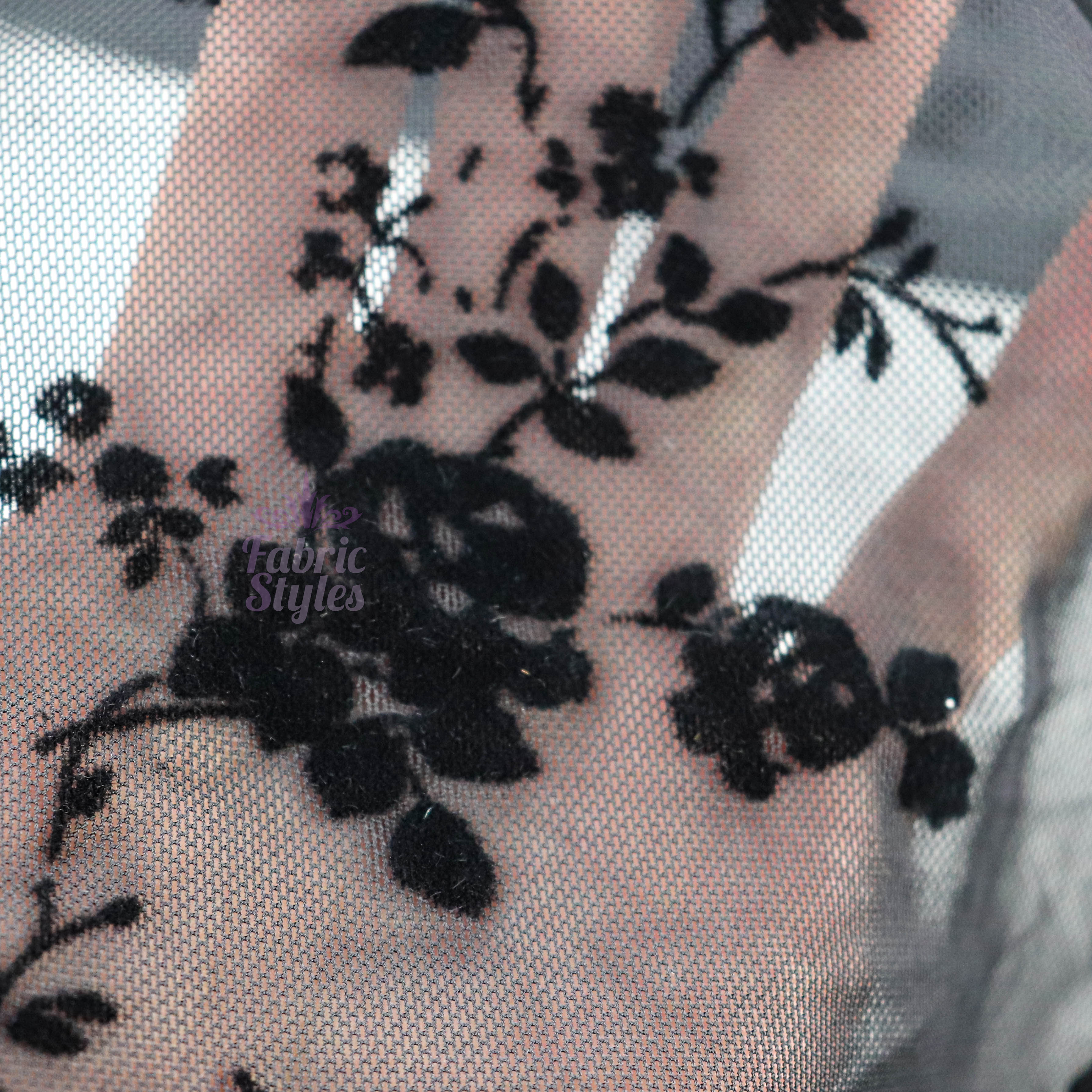 Floral Flock Power Mesh