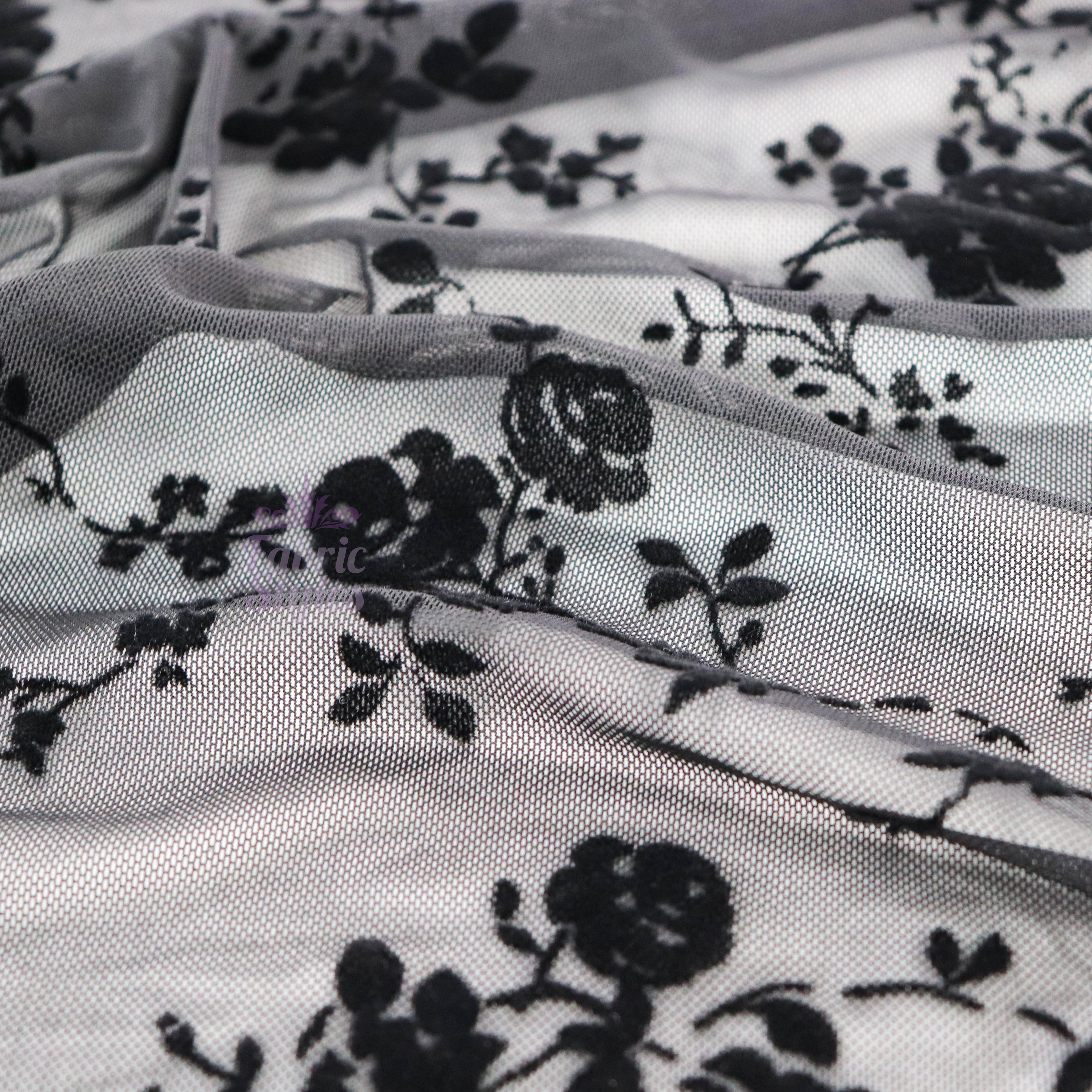Floral Flock Power Mesh