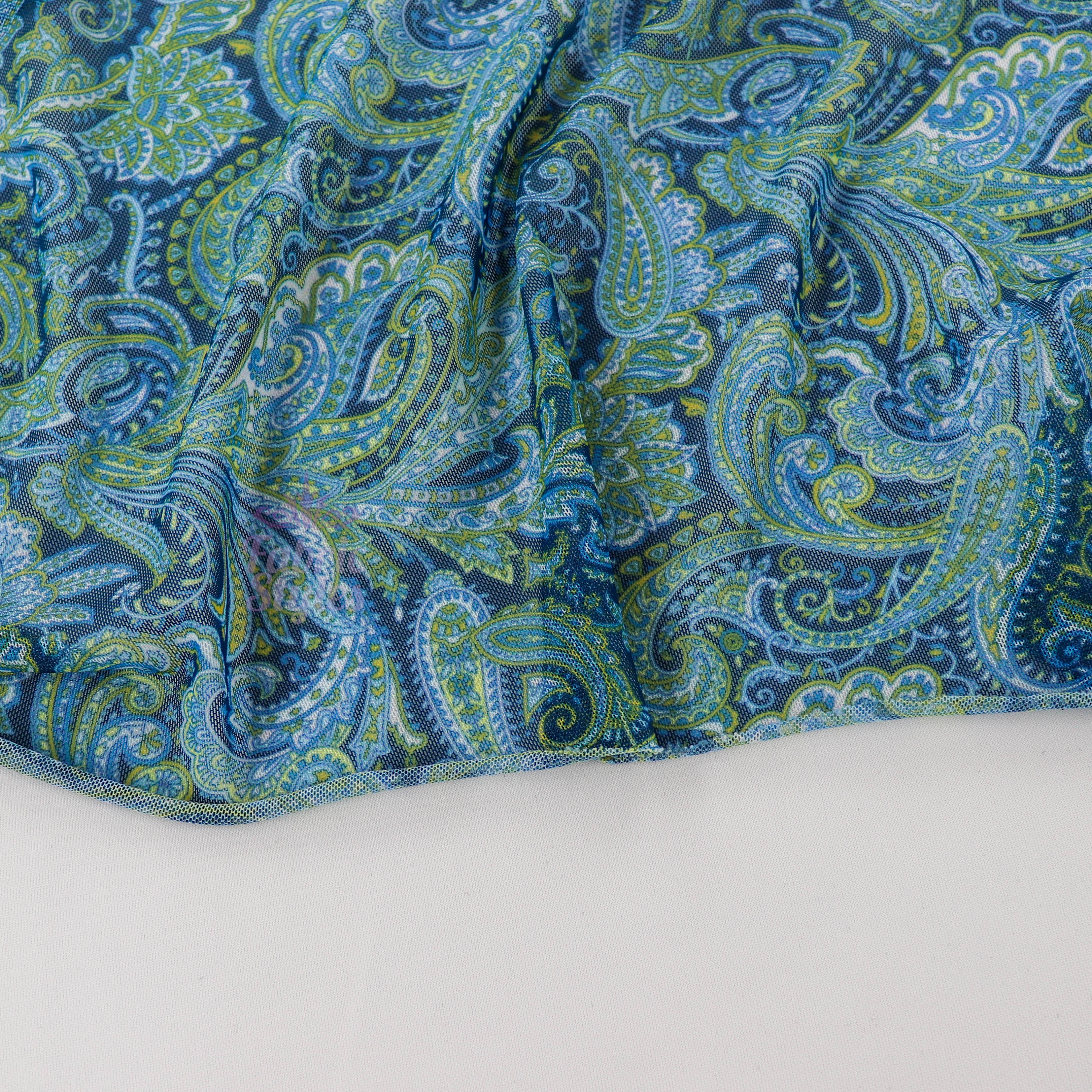 Blue Paisley Power Mesh