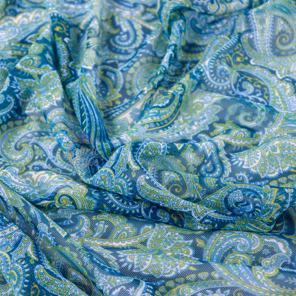 Blue Paisley Power Mesh