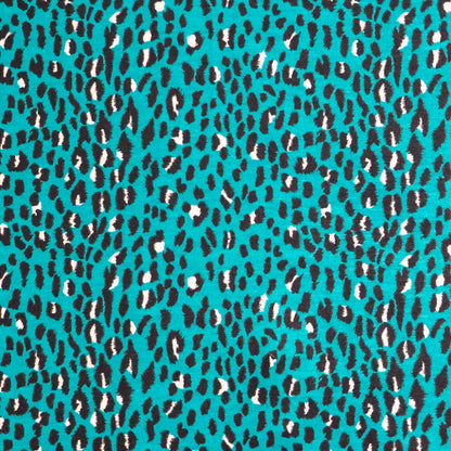 Teal Leopard Spun Polyester Fabric