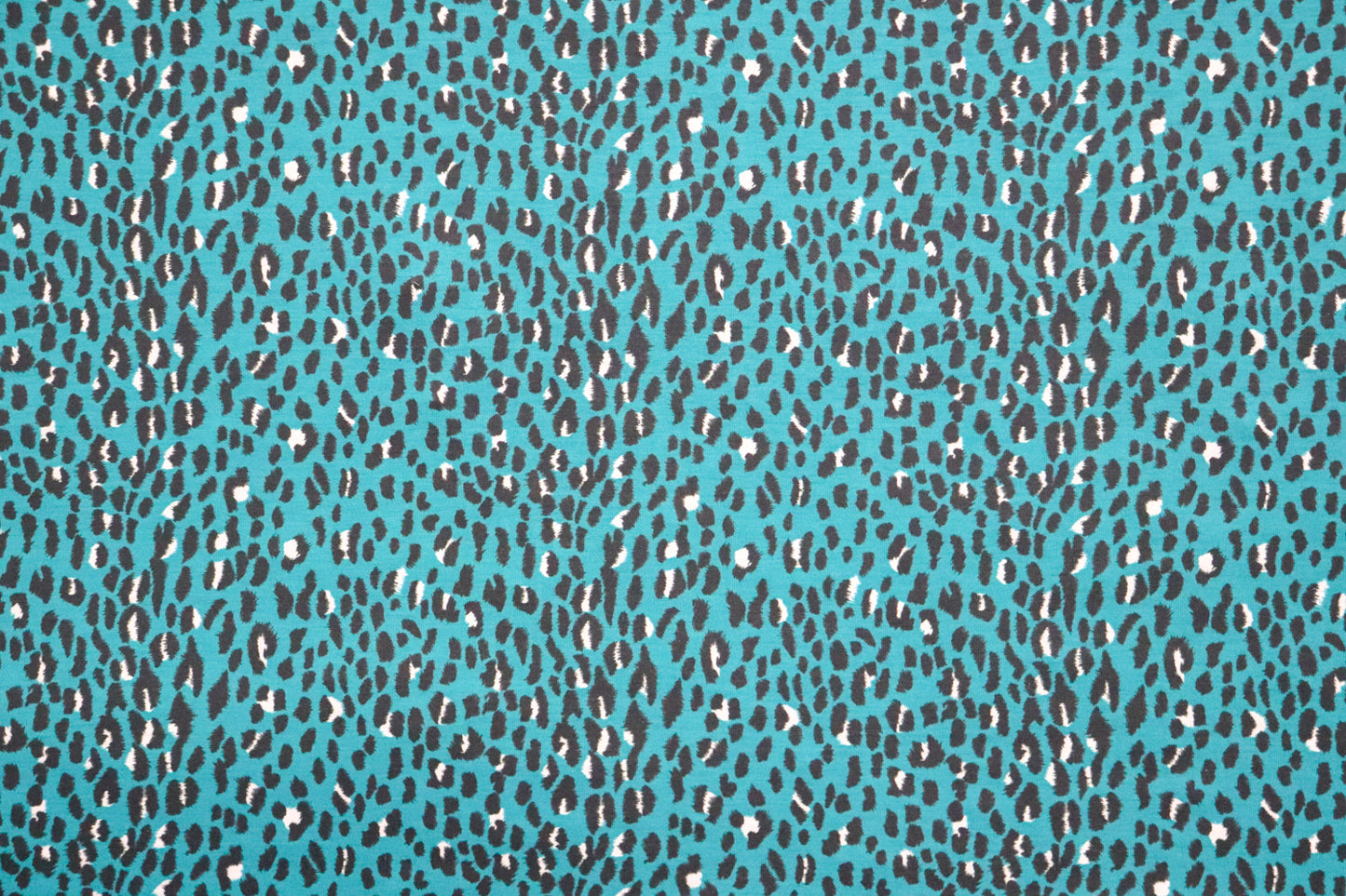 Teal Leopard Spun Polyester Fabric