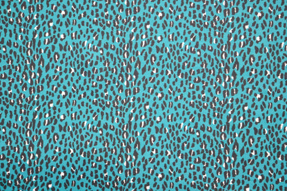 Teal Leopard Spun Polyester Fabric