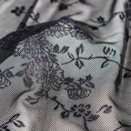 Black Flock Floral Power Mesh