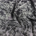 Black Flock Floral Power Mesh