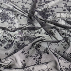 Black Flock Floral Power Mesh
