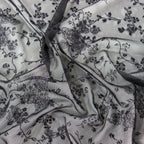 Black Flock Floral Power Mesh
