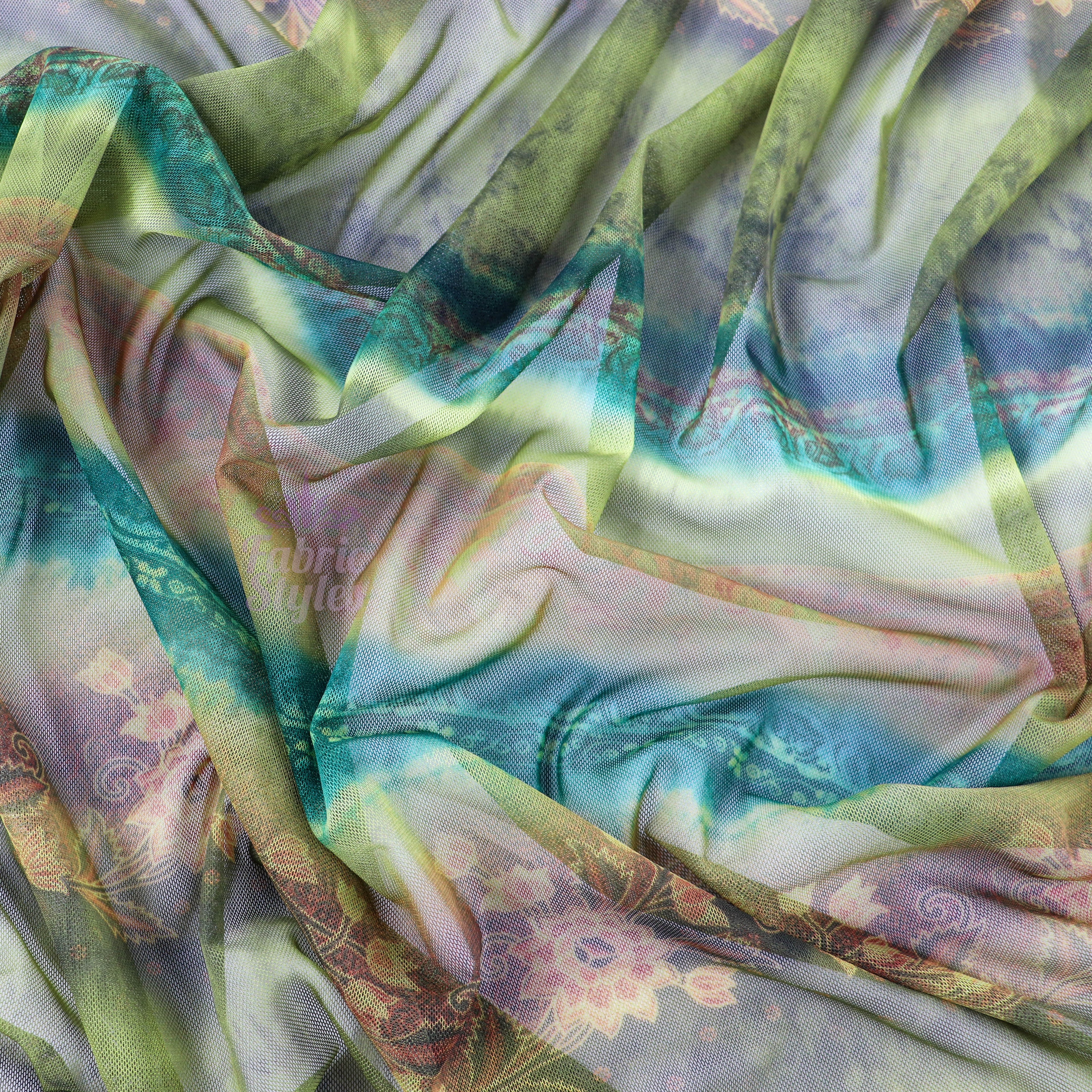 Floral Tie Dye Stripe Power Mesh