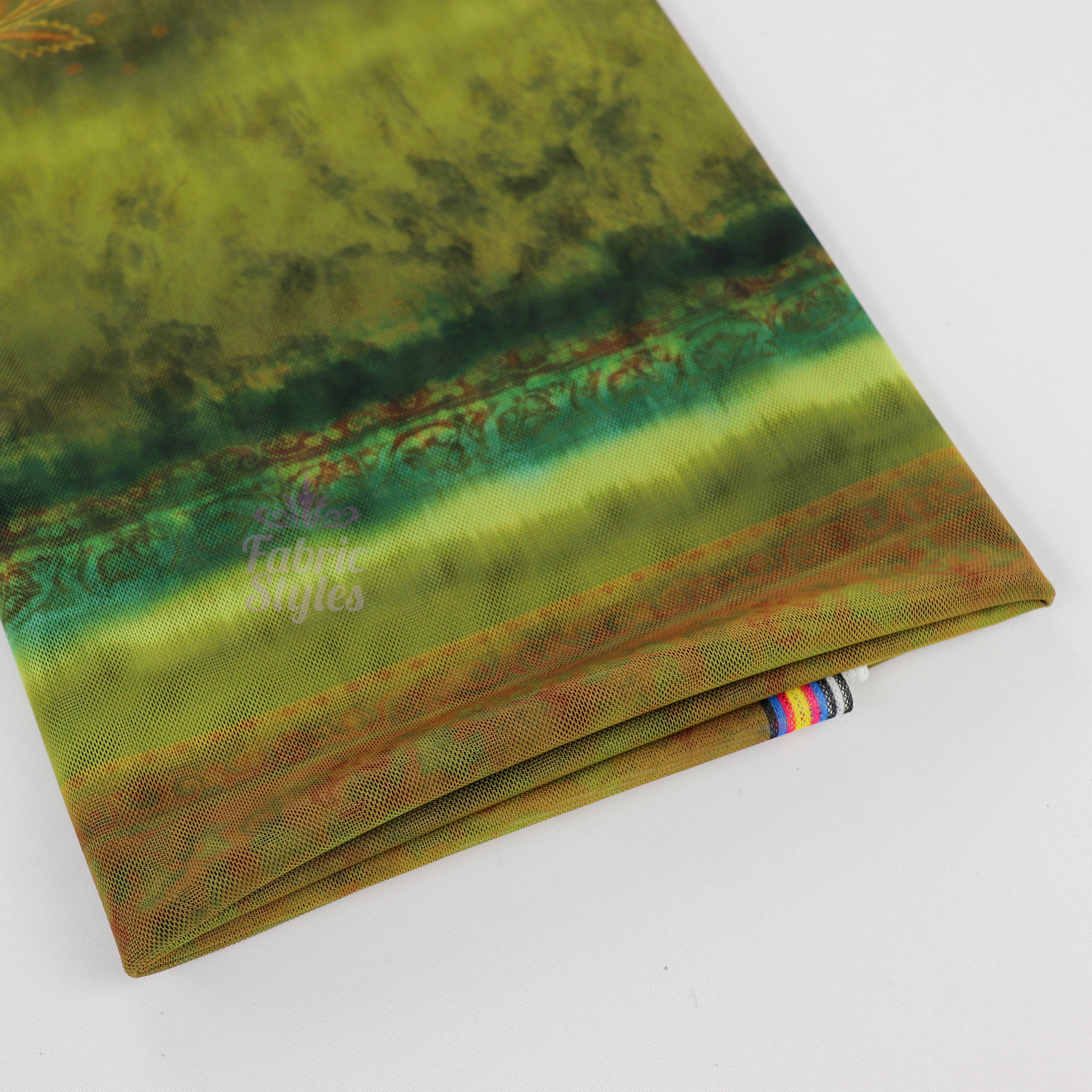Floral Tie Dye Stripe Power Mesh