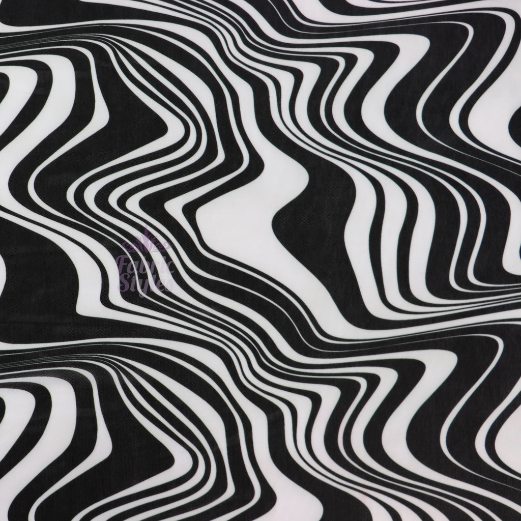 Black Swirl Power Mesh