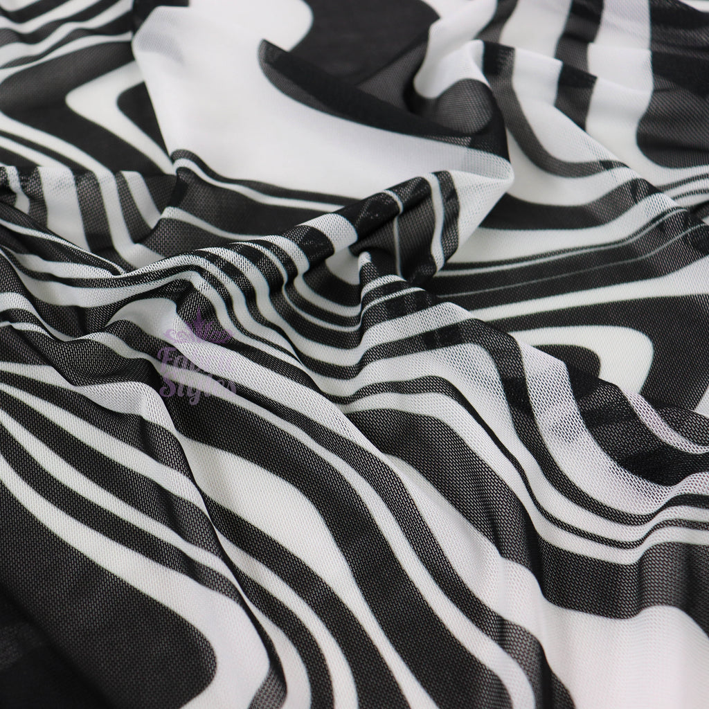 Black Swirl Power Mesh