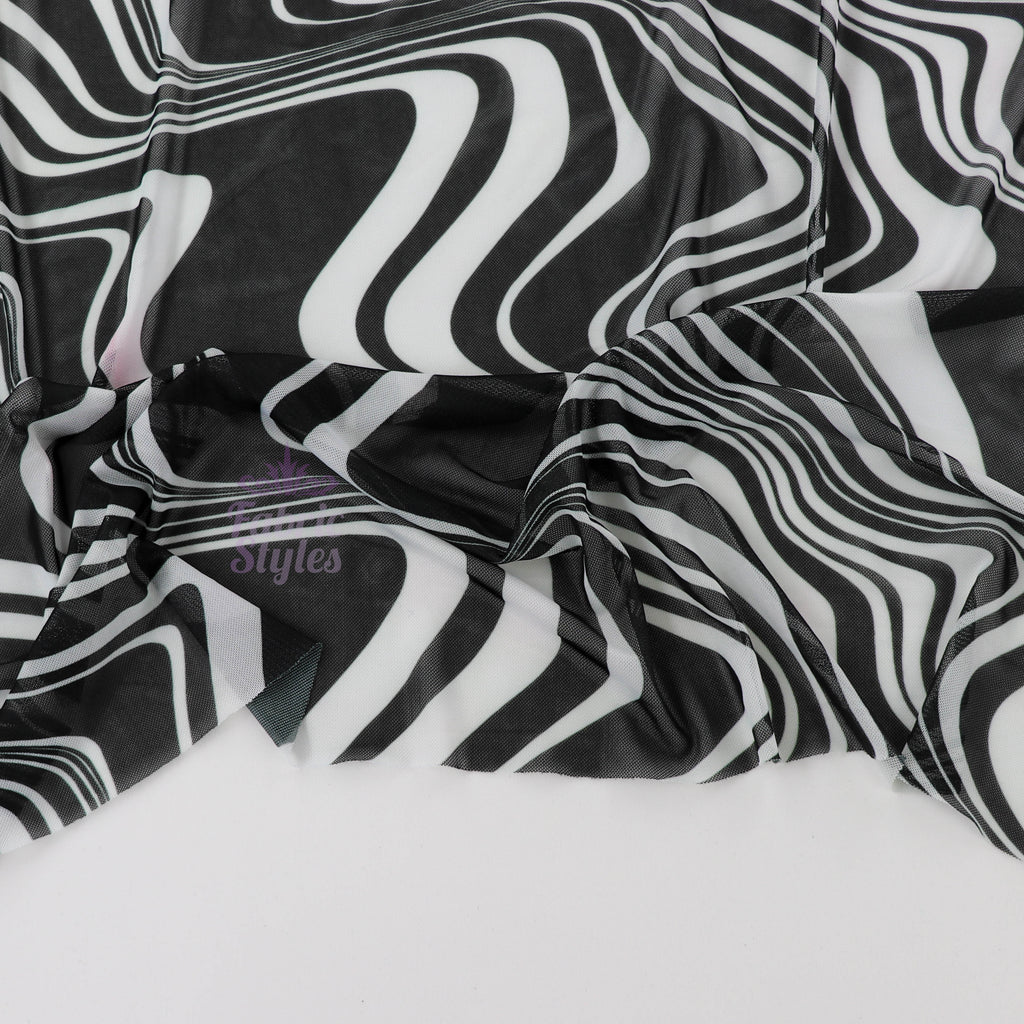 Black Swirl Power Mesh