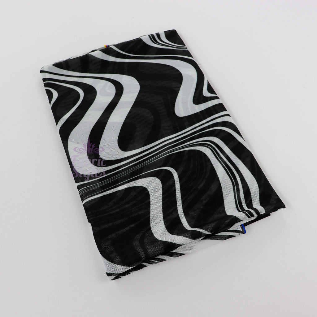 Black Swirl Power Mesh