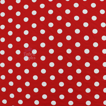 14mm Red Polka Dot Viscose Elastane Fabric