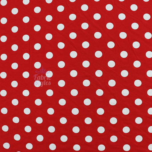 14mm Red Polka Dot Viscose Elastane Fabric